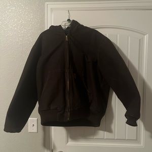 Dark brown Carhartt size large hooded jacket.